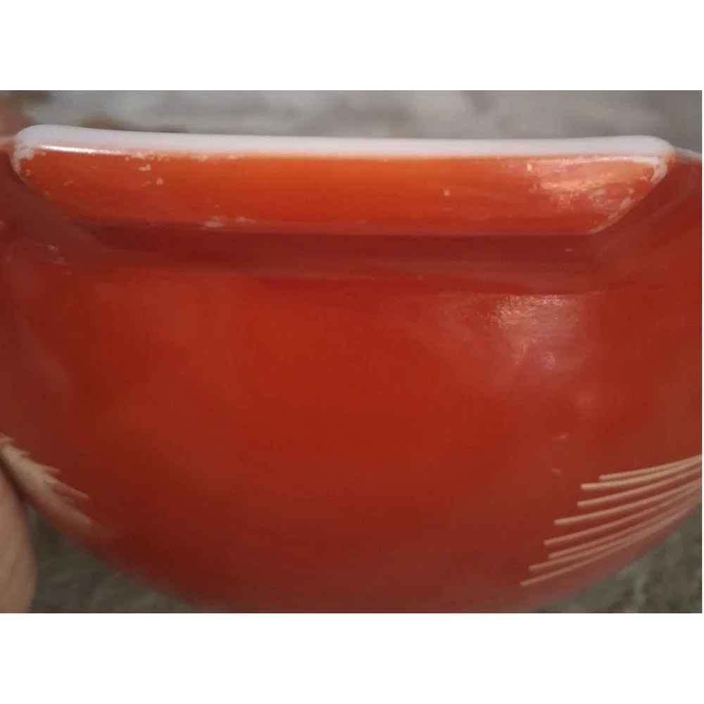 Vintage Pyrex Autumn Harvest 442 Cinderella Mixing Bowl 1.5 QT Orange Wheat MCM